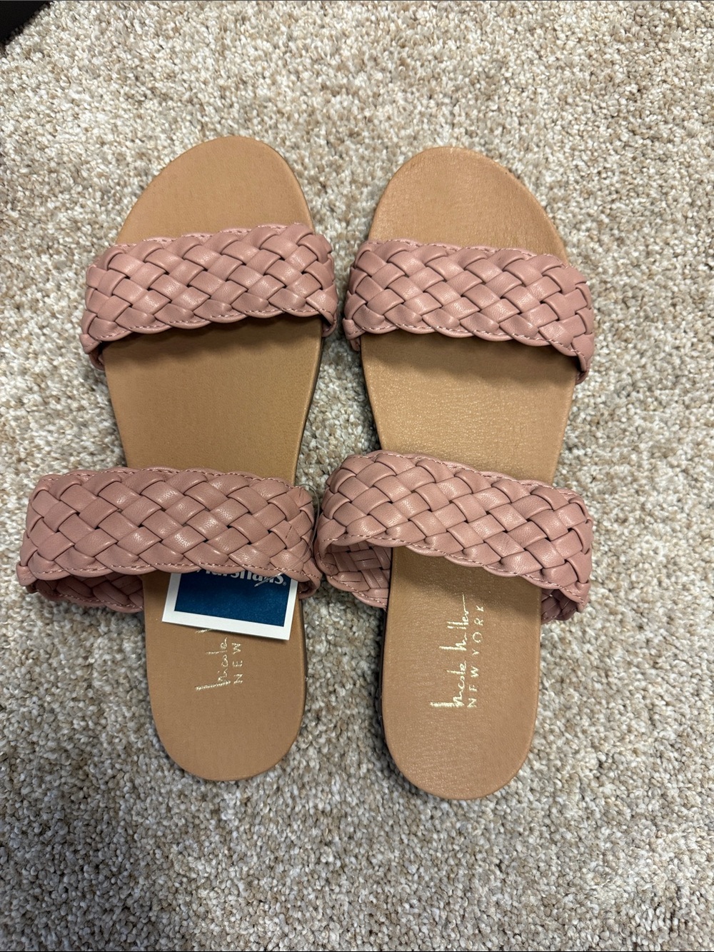 Nicole Miller Blush Braided Double-Strap Slide Sandals